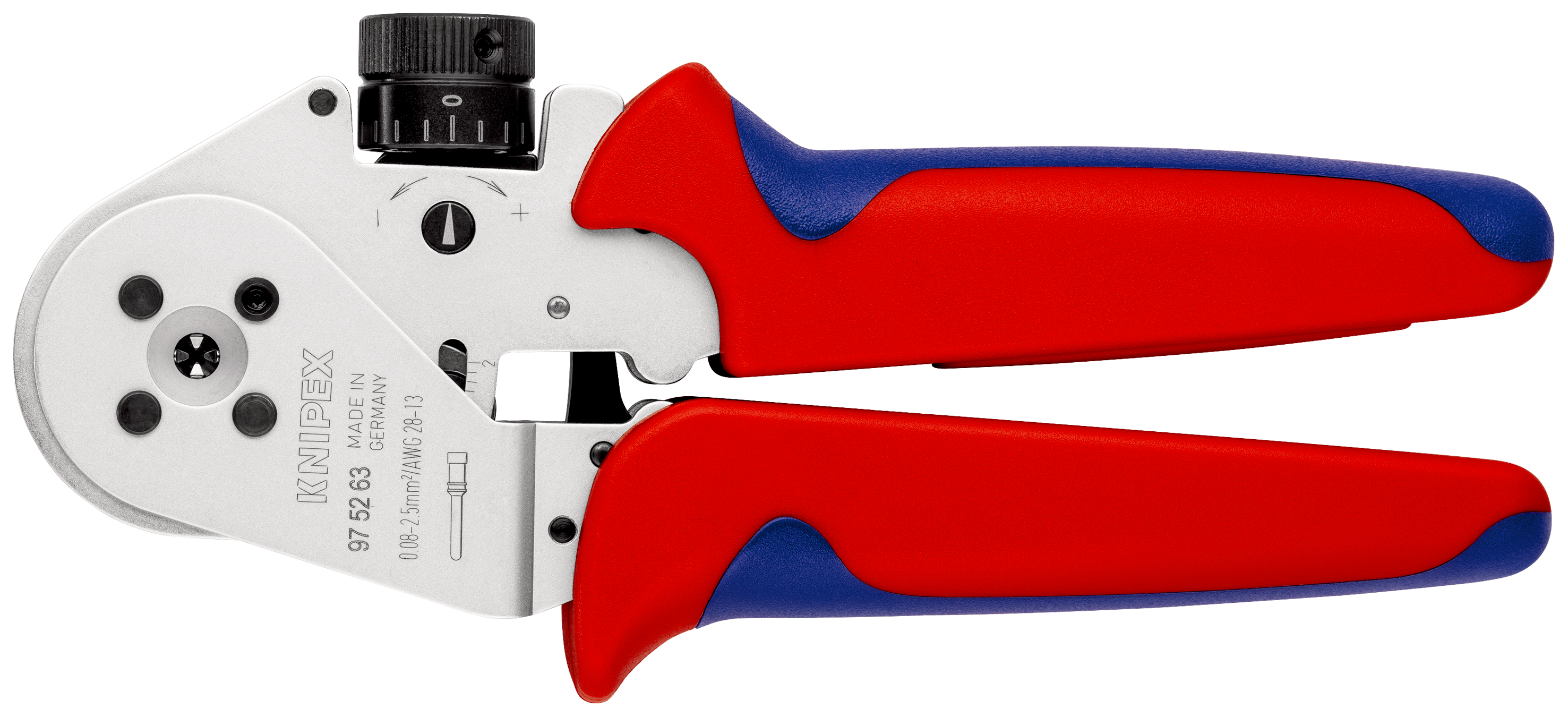 Four-Mandrel Crimping Pliers for turned contacts  