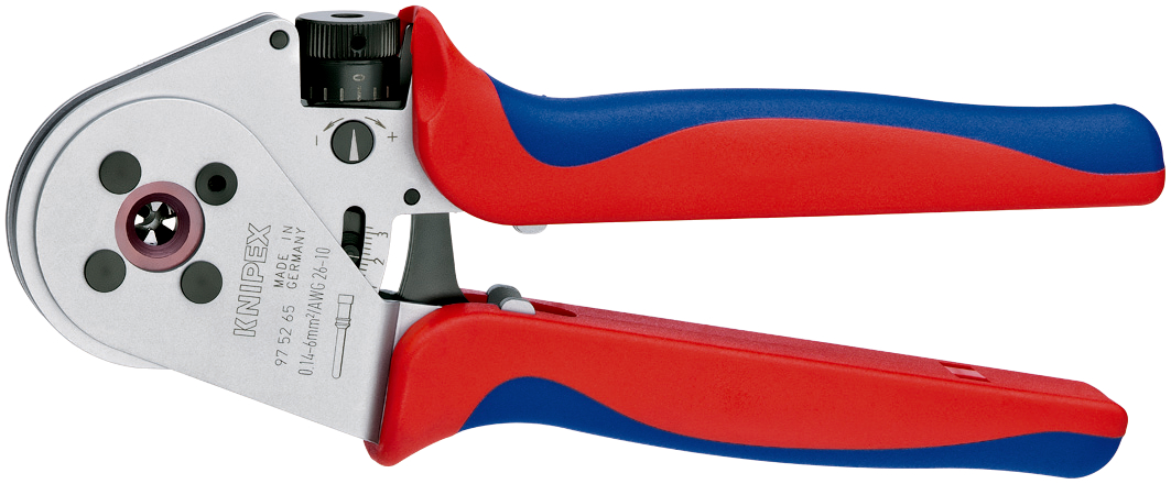 Four-Mandrel Crimping Pliers for turned contacts  