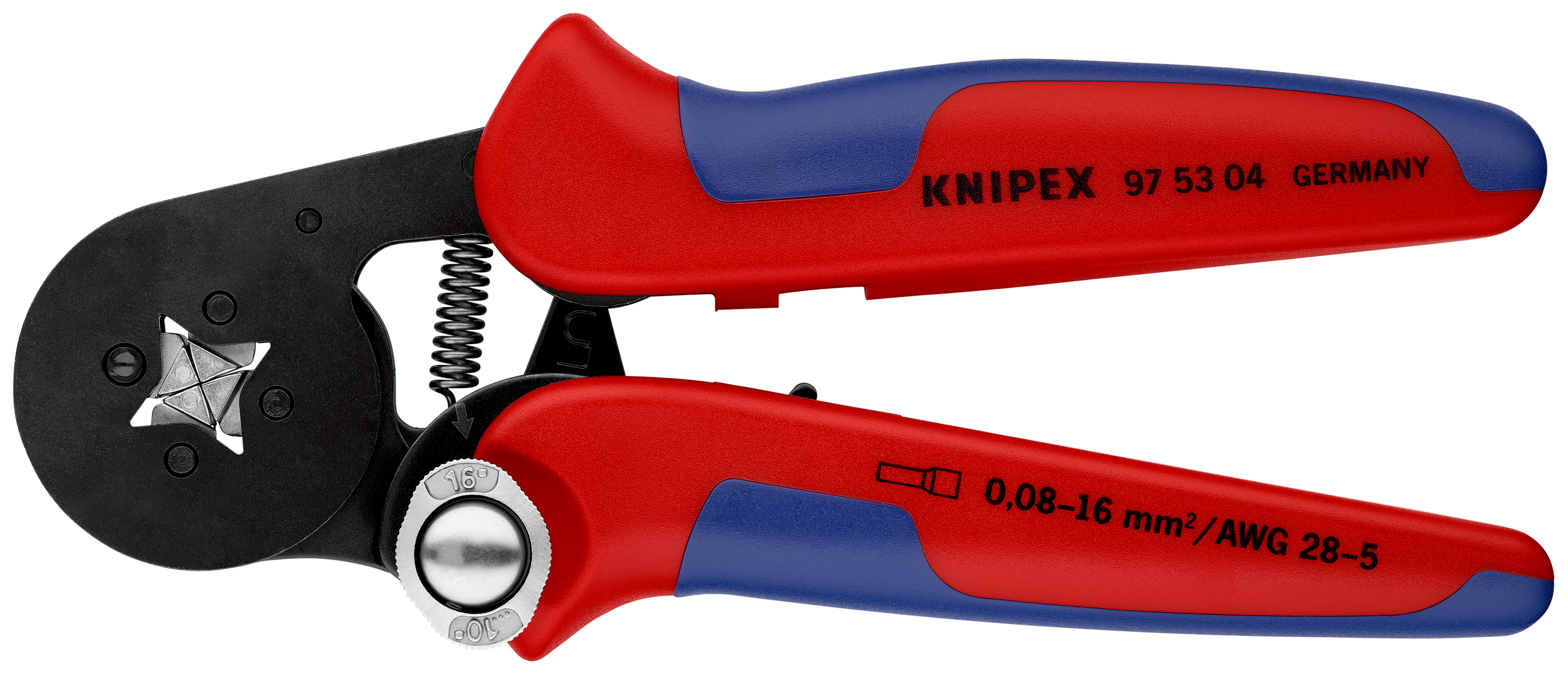 Self-Adjusting Crimping Pliers for wire ferrules with lateral access 