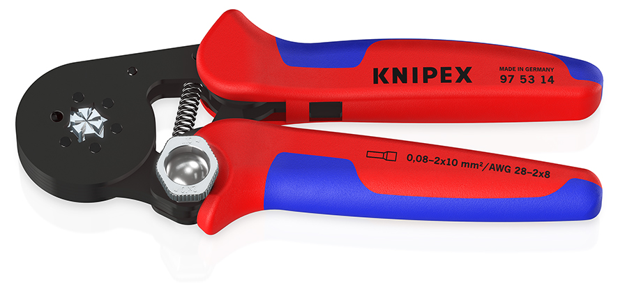 Self-Adjusting Crimping Pliers for wire ferrules with lateral access 