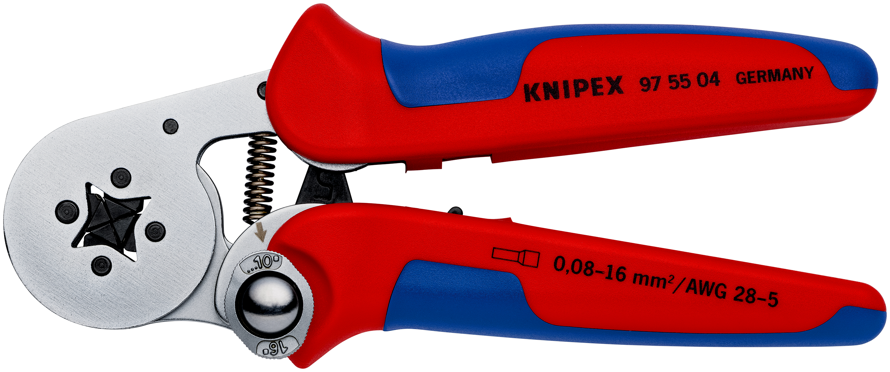 Self-Adjusting Crimping Pliers for wire ferrules with lateral access 
