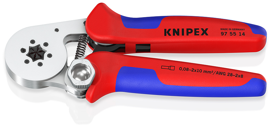 Self-Adjusting Crimping Pliers for wire ferrules with lateral access 